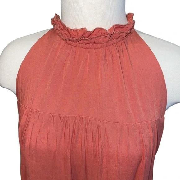 Haeof Women's Dress Size S Rust Pullover Sleeveless High Neck w/Tie Back Maxi - Picture 4 of 8